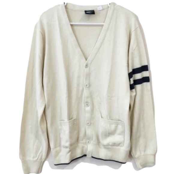 Uo Bdg Vneck Cream Varsity Cardigan 